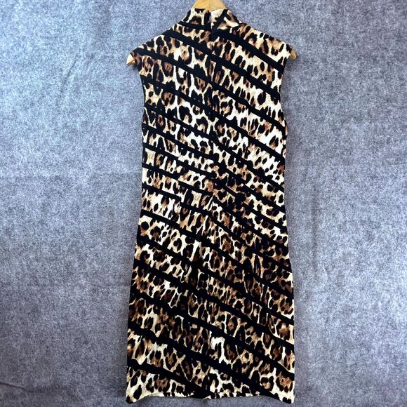 Cache Dress Large Leopard Print Stretch Side Zip Maximalist Luxe Mobwife 90s Y2K - Picture 2 of 7